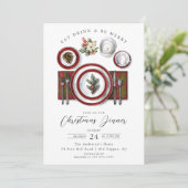 Merry Moments Kerstdiner Uitnodiging (Staand voorkant)