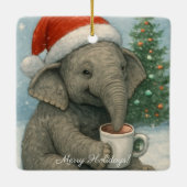 Merry Moments with a Cocoa-Loving Elephant Holiday Keramisch Ornament (Achterkant)
