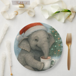 Merry Moments with a Cocoa-Loving Elephant Holiday Papieren Bordje