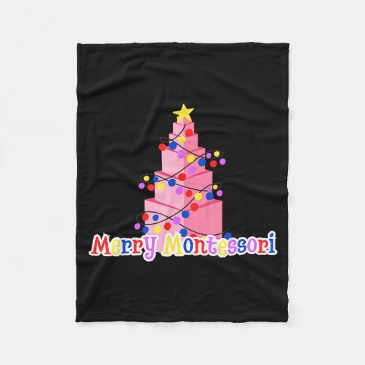 Merry Montessori Nk Tower Christmas Tree Teacher S Fleece Deken (Voorkant)