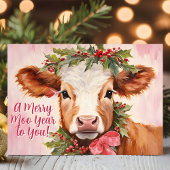 Merry Moo Jaar Koe Kerst Feestdagen Kaart