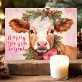 Merry Moo Jaar Koe Kerst Feestdagen Kaart