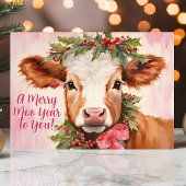 Merry Moo Jaar Koe Kerst Feestdagen Kaart
