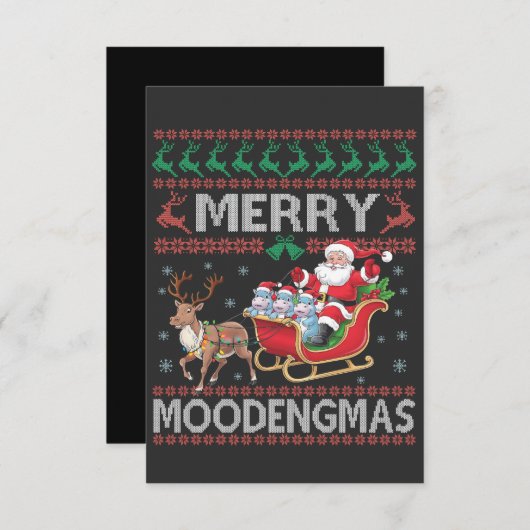 Merry MooDengmas Moo Deng Christmas Santa Hippo Bedankkaart (Voorkant / Achterkant)