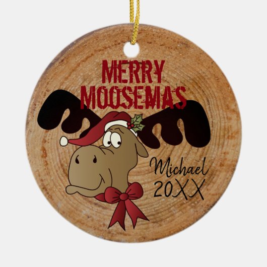 Merry Moosemas Keramisch Ornament (Voorkant)