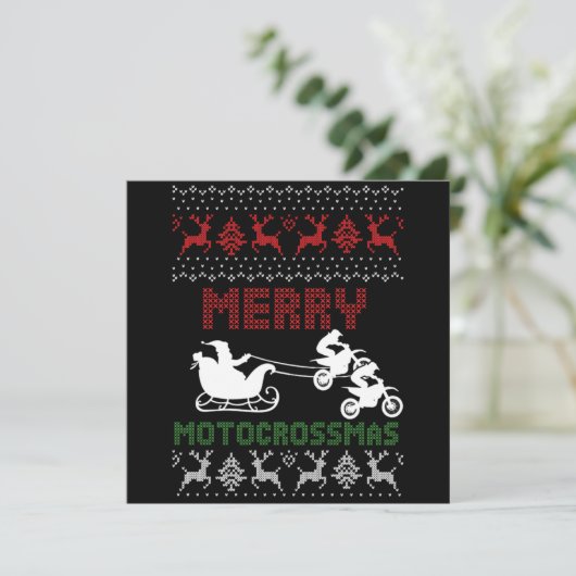 Merry Motocrossmas Deer Ugly Kerstmotor Kaart (Staand voorkant)