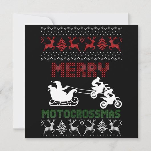 Merry Motocrossmas Deer Ugly Kerstmotor Kaart (Voorkant)