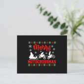 Merry Motokrusmas Motorcycle Santa Claus Ugly Xma Briefkaart (Staand voorkant)