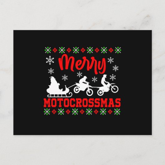 Merry Motokrusmas Motorcycle Santa Claus Ugly Xma Briefkaart (Voorkant)
