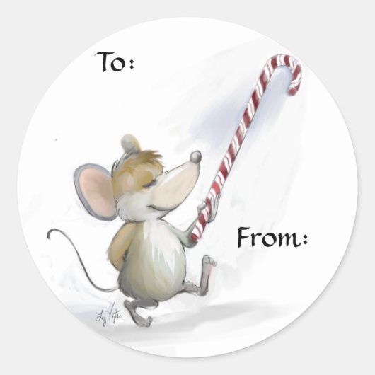 Merry Mouse Moe Gift Labels/Stickers Ronde Sticker (Voorkant)