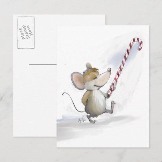 Merry Mouse Moe Holiday Briefkaart (Voorkant / Achterkant)