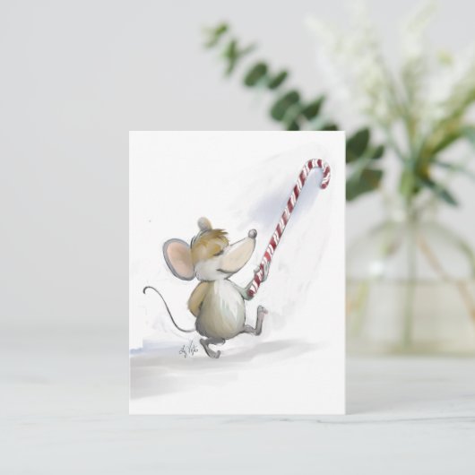 Merry Mouse Moe Holiday Briefkaart (Staand voorkant)