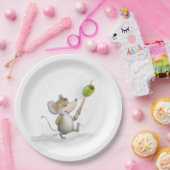 Merry Mouse Moe met Bord van oud papier (Feest)