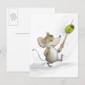 Merry Mouse Moe met olijfBriefkaart Feestdagenkaart (Voorkant / Achterkant)