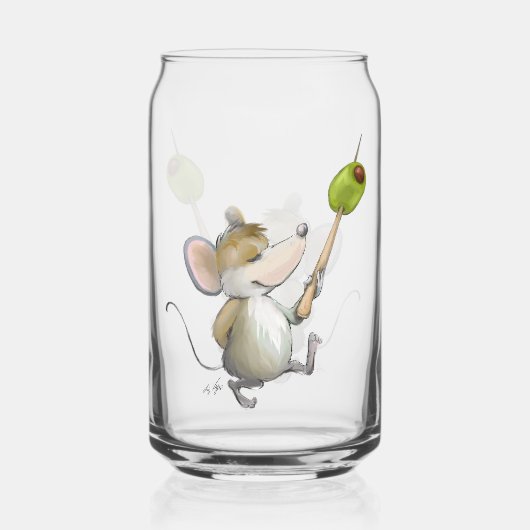 Merry Mouse Moe met olijfolie Blikvorm Glas (Voorkant)
