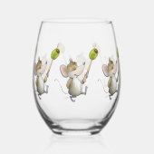 Merry Mouse Moe met Olive Drinkware Set Wijnglas Zonder Voet (Achterkant)