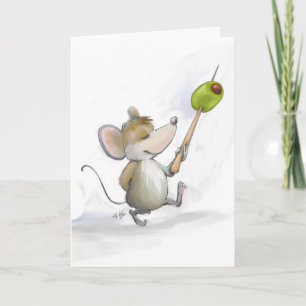 Merry Mouse Moe met Olive-Kaart Feestdagen Kaart