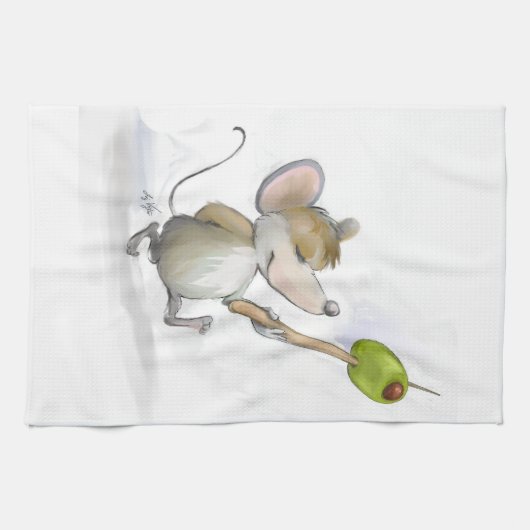 Merry Mouse Moe met Olive Kitchen Towel Theedoek (Horizontaal)