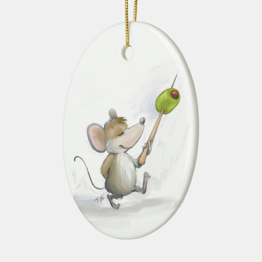 Merry Mouse Moe met Olive Oval Ornament (Links)