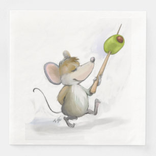 Merry Mouse Moe met Olive Paper Napkin Servet