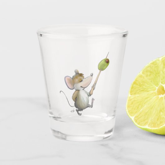 Merry Mouse Moe met Olive Shot glass Glas (Voorkant)