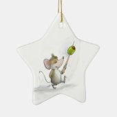 Merry Mouse Moe met Olive Star-Ornament Keramisch Ornament (Rechts)