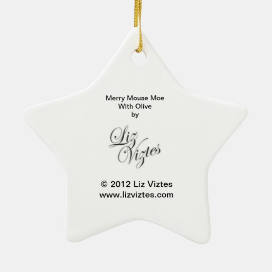 Merry Mouse Moe met Olive Star-Ornament Keramisch Ornament (Achterkant)