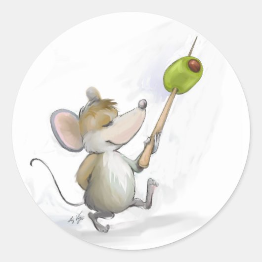 Merry Mouse Moe met Olive-stickers Ronde Sticker (Voorkant)
