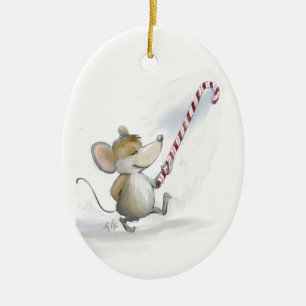Merry Mouse Moe Oval Ornament
