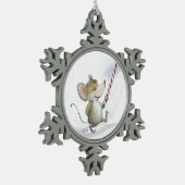 Merry Mouse Moe Pewter Sneeuwvlok Ornament (Links)