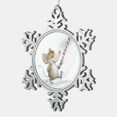 Merry Mouse Moe Pewter Sneeuwvlok Ornament (Rechts)
