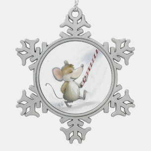 Merry Mouse Moe Pewter Sneeuwvlok Ornament