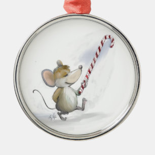 Merry Mouse Moe Round Ornament
