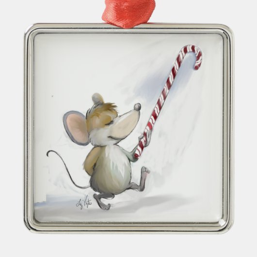 Merry Mouse Moe Square Ornament (Voorkant)