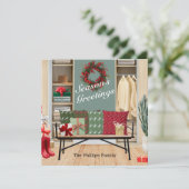 Merry Mudroom Scene Feestdagenkaart (Staand voorkant)