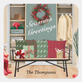 Merry Mudroom Scene Vierkante Sticker