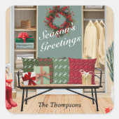 Merry Mudroom Scene Vierkante Sticker (Voorkant)