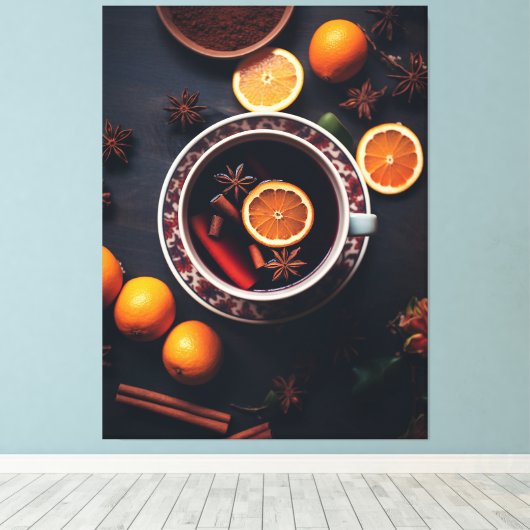 Merry & Mulled | Gezellige vakantie Drink Canvas Afdruk (Insitu (Houten vloer))