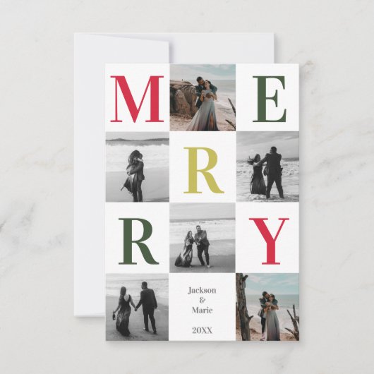 Merry Multi Photo Kerstdesign, donkergroen (Voorkant)