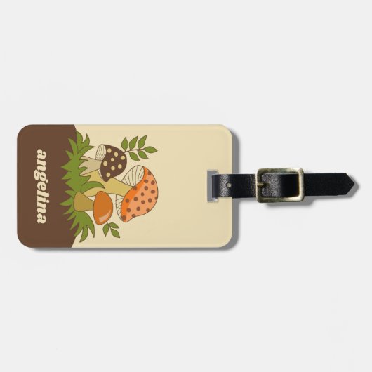 Merry Mushroom met aangepaste naam Bagagelabel (Voorkant horizontaal)