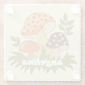 Merry Mushroom met aangepaste naam Glazen Onderzetter (Achterkant)