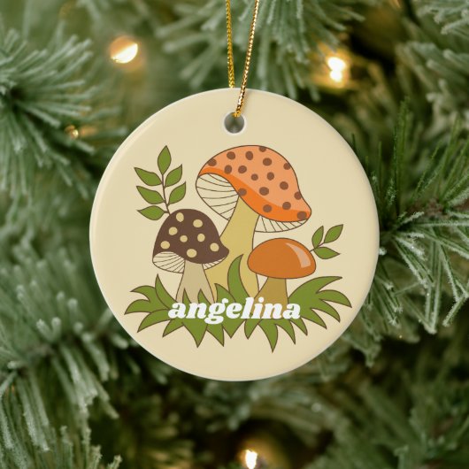 Merry Mushroom met aangepaste naam Keramisch Ornament (Boom)