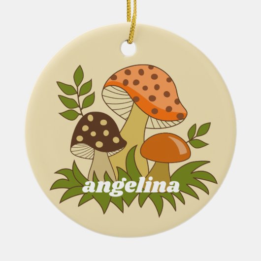 Merry Mushroom met aangepaste naam Keramisch Ornament (Voorkant)