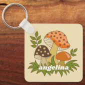 Merry Mushroom met aangepaste naam Sleutelhanger (Voorkant)