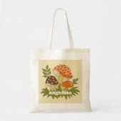 Merry Mushroom met aangepaste naam Tote Bag (Voorkant)
