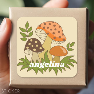 Merry Mushroom met aangepaste naam Vierkante Sticker