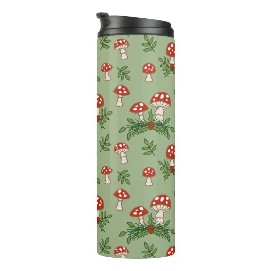 Merry Mushrooms on Celadon Thermosbeker (Geroteerd rechts)