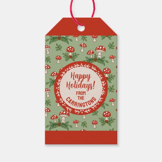 Merry Mushrooms Personalized Cadeaulabel (Voorkant)