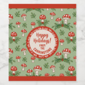 Merry Mushrooms Personalized Wijn Etiket (Enkel label)