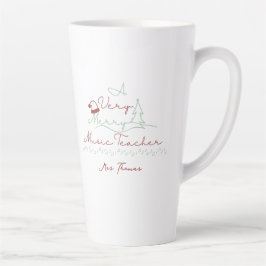 Merry Music Teacher Gepersonaliseerde Kerstmis Latte Mok